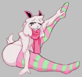 1boy 2d anthro anthro_male anthro_only arm_up ass bare_ass caprine deltarune eyelashes eyeliner eyeshadow femboy fluffy foot_up furry furry_male furry_only goat grey_background half-closed_eyes half-lidded_eyes horns legs_up looking_at_viewer male male_only mascara nkwaru pink_horns pink_scarf ralsei scarf socks solo solo_anthro solo_femboy striped_legwear striped_socks striped_stockings striped_thighhighs stripes tail thick thick_ass thick_legs thick_thighs thighhighs thighs undertale_(series)