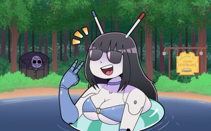 beepo_(chunkymoon) breasts center_opening chunkymoon female o-ring o-ring_top robot robot_girl summer white_body