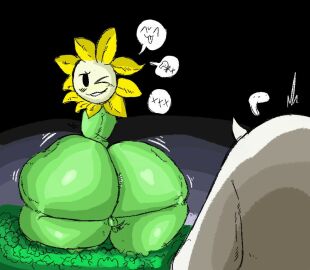 1boy 1girls anothercat anthro ass balls big_ass duo elemental_creature female femboy flora_fauna flower flower_creature flowey_the_femboy flowey_the_flower flowey_with_nothing_else_but_a_massive_ass genitals girly grass huge_ass huge_hips huge_thighs incest male nude penis plant small_balls small_penis teasing teasing_look thick_thighs tiny_balls toriel twerking undertale undertale_(series) wide_hips winking_at_partner wobbling