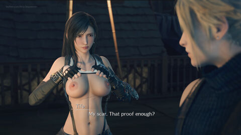 1boy 1girls 3d 3d_(artwork) areola areolae black_eyebrows black_hair blender blender_(software) blender_cycles blonde-haired_male blonde_hair breasts cloud_strife female female_focus final_fantasy final_fantasy_vii final_fantasy_vii_rebirth final_fantasy_vii_remake gloves hips large_breasts long_hair male male/female navel nipples no_bra red_eyes scar shirt shirt_lift shirt_up square_enix subtitles thiccboysteven tied_hair tifa_lockhart very_long_hair wide_hips