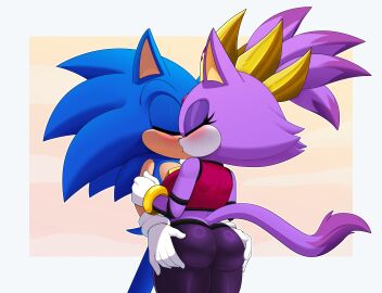ass big_ass blue_fur blush byghosteduard closed_eyes clothed crown furry grabbing grabbing_ass killer_queen_blaze kissing purple_fur sega sonic_(series) sonic_the_hedgehog sonic_the_hedgehog_(series) tail tail_markings villain