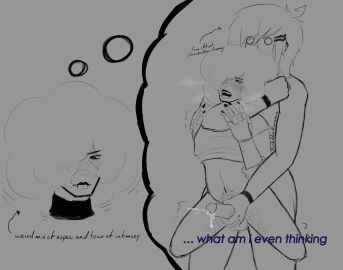 absurd_res afro alternative_fashion ambiguous_gender ambiguous_penetration anal anal_orgasm anal_sex asphyxiation avery_(forbiddenavenue) blush blush_lines blushing_profusely bodily_fluids body_hair breath clothed clothing clothing_lift cum daydream doll doll_joints drooling dummy duo ear_piercing ejaculation emo english_text facial_piercing forbiddenavenue foreskin freckled_face freckles genital_fluids genitals handjob handjob_while_penetrating happy_trail headlock helix_piercing hi_res humanoid lip_piercing lip_ring looking_down looking_pleasured low_effort_placeholder_dummy_(forbiddenavenue) masochism orgasm penetration penile penis piercing reverse_stand_and_carry_position ring_piercing saliva scar self-harm_scars sex shaking shirt shirt_lift snakebite_piercing standing standing_sex text thought_bubble topwear tremble_spikes trembling uncircumcised