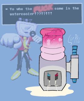 1girls cum_pool cum_puddle deltarune deltarune_chapter_3 deltarune_chapter_4 english english_text female female_focus female_only funny miss_mizzle_(deltarune) mizzle_(deltarune) scepticshmeptic slime_girl solo solo_female solo_focus tenna_(deltarune) undertale_(series) water_cooler_(deltarune) water_dispenser