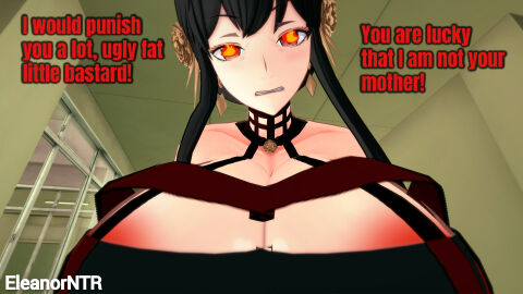 1girls 3d alternate_breast_size big_breasts breasts eleanor_ntr english_text female female_only human light-skinned_female light_skin nipples solo spy_x_family text thorn_princess yor_briar yor_forger