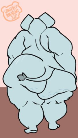 2022 animated anthro ass big_butt butt_jiggle elephant elephantid female gingerlybreadart huge_butt jiggling mammal nude obese obese_anthro obese_female overweight overweight_anthro overweight_female proboscidean rear_view solo stretch_marks walk_cycle zoe_(gingerlybreadart)