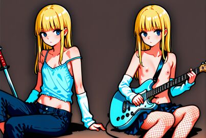 ai_generated guitar hibari_oozora naked rule_63 stop!!_hibari-kun!