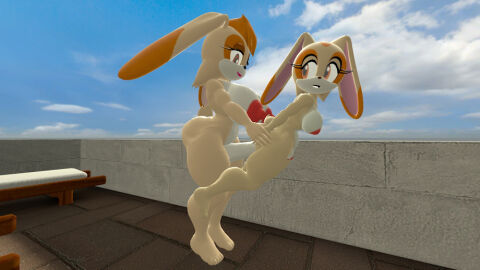 3d anthro anthro_on_anthro breasts cream_fur cream_the_rabbit doggy_style female futa_on_female futanari incest intersex large_breasts medium_breasts pussy rabbit red_nails sega sex sonic_(series) sonic_team vaginal_penetration vanilla_the_rabbit young