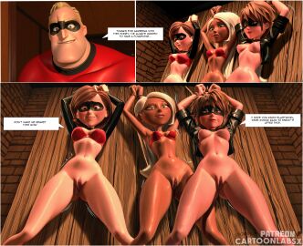 ai_generated bondage captured captured_heroine cartoony defeat defeated defeated_heroine disney disney_channel domination elastigirl exposed exposed_breasts exposed_pussy gloves gloves_only helen_parr helpless helpless_female helpless_girl helpless_superheroine humiliated humiliating humiliation humiliation_fetish imminent_sex mask masked masked_male mirage_(the_incredibles) pixar pixar_mom pixar_style restrained restrained_arms restraints superhero superhero_costume superheroine text the_incredibles the_incredibles_2 tied tied_arms tied_hands tied_up