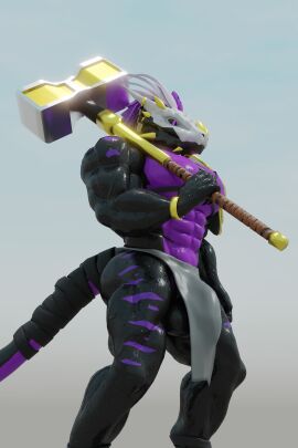 3d abs absurd_res anthro armor balls bara biceps big_biceps big_pecs blender_(artwork) blender_cycles bodily_fluids bottomwear bracelet clothing digital_media_(artwork) dragon feathers genitals gold_(metal) gold_jewelry hammer hi_res holding_object horn horn_jewelry jewelry loincloth male male_focus muscular muscular_anthro muscular_male mythological_creature mythological_scalie mythology pecs scalie solo sweat tail tools unconvincing_armor vezy viirzafortill wraps yaoi