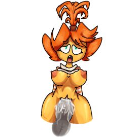 1boy 1girls 2d 2d_(artwork) 2d_artwork anxiety_(inside_out) areola clothed clothed_female clothed_sex clothing cum cum_drip cum_in_pussy cum_inside eyebrows eyebrows_visible_through_hair female female_focus green_eyes grey_penis inside_out inside_out_2 male male/female open_mouth orange_body orange_hair orange_skin penis pussy shaded vagina vaginal_penetration vaginal_sex white_background