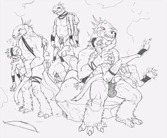 after_anal after_orgasm after_rape after_sex anal anal_sex anthro balls belly big_dom_small_sub black_and_white bodily_fluids bone breath carrying_another closed_eyes crystal crystal_necklace cum cum_while_penetrated dominant ejaculation erection exhausted flaccid from_front_position genital_fluids genitals group group_sex hands-free jewelry lying male male/male missionary_position monochrome murskahammas necklace on_back open_mouth orange_eyes orgy penetration penis scalie sex shaking sharp_teeth shoulder_carry simple_background sitting size_difference skull standing standing_sex struggling tail teeth tongue trembling