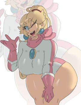 1girls accessory ascot bandana bandana_on_neck bangs bangs_between_eyes bangs_over_eyes bending_forward bent_over blonde_female blonde_hair blue_eyes bodysuit breasts earrings eyebrows eyebrows_visible_through_hair female gloves hair_between_eyes human large_breasts leedraw11 leotard light-skinned_female light_skin long_hair mario_(series) mario_kart mario_kart_wii one_eye_closed open_mouth outline pearl_earrings pink_ascot pink_bandanna pink_gloves ponytail princess princess_peach racing_suit red_hair_tie royal royalty shiny_skin skin_tight skin_tight_suit solo teeth thick_thighs thighs tied_hair tight_clothes tight_clothing tongue upper_body waving white_background wink zoom_layer