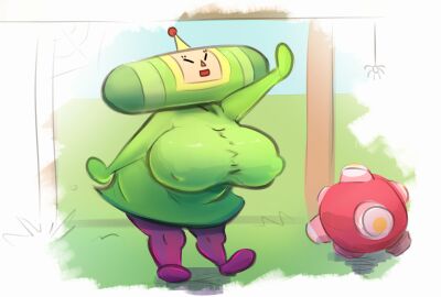 bandai_namco big_breasts clothed huge_ass huge_breasts katamari_damacy nautti_spaghetti nipples_visible_through_clothing the_prince_(katamari) waving