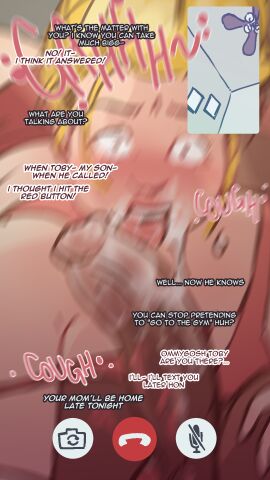 1girls 2boys 9:16 after_deepthroat after_oral another_story blonde_hair blowjob caught_in_the_act cum cum_in_mouth cum_out_mouth dark-skinned_male dark_skin dirty_talk english_text fellatio female interracial light-skinned_female light_skin male milf motherly_cuckold netorare not_enough_milk_(artist) oral original original_character phone_call ponytail red_lipstick tied_hair video_call