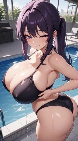 1girls ai_generated ai_generated_background amira_zunes anime anime_girl anime_style ass big_ass big_booty big_breasts big_butt big_titties bikini bikini_bottom bikini_top bikini_top_removed bra_pull bra_pulled_up breasts civitai dripping_pussy female flashing flashing_bra flashing_breasts flashing_nipple from_behind from_behind_position original_character ponytail pool purple_eyes purple_hair pussy seductive seductive_eyes seductive_look seductive_smile tagme talkie-ai thick_thighs thighs thinfal titties vagina video wet_pussy