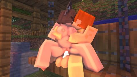 1boy 1girls 3d breasts brown_eyes brown_hair cat_ears cat_girl cat_humanoid cat_tail catgirl comic cum cum_in_pussy cum_inflation cum_inside erect_nipples female horny_female kaneefox lola_(kaneefox) male masturbation mine-imator minecraft nipples nude nude_female nude_male outside pussy riding spread_legs tagme vaginal_penetration wet_pussy