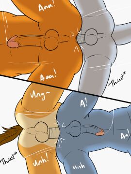 3:4 anal anal_sex anthro anus ass avian balls bird bluebird canid canine canis chicken comic condom coyote english_text erection faceless_character faceless_male fish from_behind_position fuze galliform gallus_(genus) genitals group hi_res humanoid_genitalia humanoid_penis ian_dela_cruz johnny_(texnatsu) josh_oliver low-angle_view male male/male male_penetrated male_penetrating male_penetrating_male mammal marine mond_reyes oscine passerine penetration penile penile_penetration penis penis_in_ass phasianid safe_sex sex sexual_barrier_device shark texnatsu text thrush_(bird) wearing_condom worm's-eye_view