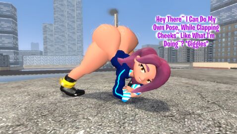 3d ass big_ass bottomless butt_naked clapping_ass clapping_cheeks desti_(smg4) dialogue garry's_mod gmod jackochallenge jackopose kaibernation looking_at_viewer smg4 talking_to_viewer twerking