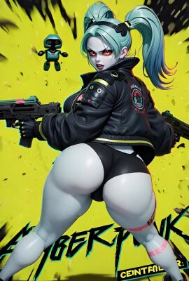 ai_generated animated cyberpunk_2077 cyborg cyborg_girl female holding_weapon huge_ass human looking_at_viewer looking_back rebecca_(edgerunners) solo sound tagme treyu2020 twerk twerking video
