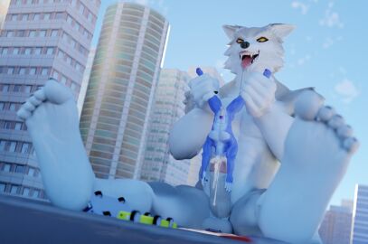 2024 3d_(artwork) anthro ass balls big_dom_small_sub bigkami blender_(software) bodily_fluids building canid canine canis car city cum destruction digital_media_(artwork) dominant dominant_male drooling duo erection evil_grin feet foot_focus genital_fluids genitals hi_res humanoid_genitalia humanoid_penis humiliation macro male male/male mammal micro muscular muscular_anthro muscular_male nude penile penis rampage saliva size_difference smile spread_ass spread_butt spread_legs spreading submissive submissive_male tail teeth tongue vehicle wolf