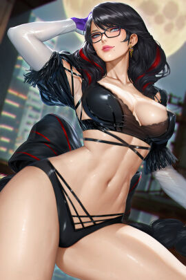 1girls absurd_res absurdres arm_length_gloves armpit armpits athletic athletic_female bare_shoulders bare_thighs bayonetta bayonetta_(character) bayonetta_3 beauty_mark beauty_mark_under_mouth big_breasts black_bra black_clothes black_clothing black_hair black_lingerie black_panties black_underwear blue_eyes bra breasts busty cleavage clothed clothing ear_ring earring earrings eyewear female female_focus female_only fit fit_female glasses gloves high_resolution highres hips huge_breasts large_breasts light-skinned_female light_skin lingerie long_hair mature mature_female navel neoartcore nintendo nudtawut_thongmai panties platinum_games red_lips red_lipstick shaved_armpit shaved_armpits slim_female slim_waist solo solo_female solo_focus stomach thick_thighs thighs toned toned_body toned_female toned_stomach underwear white_gloves wide_hips