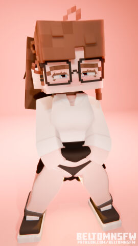 1girls 3d beltomnsfw blender blue_eyes blush brown_hair elli_(beltomnsfw) female glasses glasses_on_head horny_female looking_at_viewer microsoft mine-imator minecraft minecraft_xxx panties partially_clothed ponytail presenting_hindquarters presenting_pussy pussy sex simple_background skirt skirt_lift skirt_up socks spread_legs square_head tagme vagina