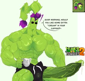 1boy abs anthro asolchan bara big_muscles big_pecs big_penis cum_in_container dusk_lobber_(pvz) genderswap huge_cock huge_muscles huge_pecs humanoid humanoid_genitalia humanoid_penis hyper_penis male male_focus male_only muscles muscular muscular_male penis plant plants_vs._zombies plants_vs_zombies plants_vs_zombies_2:_it's_about_time solo solo_focus solo_male talking_to_viewer yaoi