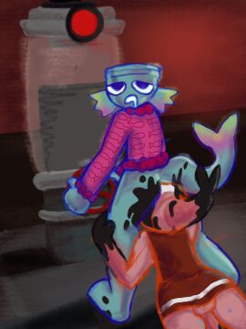 anal analingus_gay angryfish anthro aquarium arthropod ass balls blue_body blue_skin clothed clothing crustacean dandy's_world digital_media_(artwork) duo ear_fins eating_ass fin finn_(dandy's_world) fish_tail fish_tank fishbowl gay genitals humanoid ink machine male male/male marine naked nude penile penis prismatic_pal_finn rimming shrimp shrimpo_(dandy's_world) simple_background twisted_shrimpo_(dandy's_world) vivarium yoshreveluv