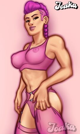 1girls 2d 2d_(artwork) abs alternate_version_available areolae art_trade athletic athletic_female bra braid braided_hair braided_ponytail breasts bridget_(summertime_saga) digital_drawing_(artwork) digital_media_(artwork) female female_focus female_only fit fit_female joakadraws light-skinned_female light_skin lingerie long_hair looking_at_viewer looking_down medium_breasts muscular muscular_female nipples panties pink_hair pink_lingerie pinkplutoart ponytail pose posing presenting presenting_breasts see-through see-through_bra see-through_top simple_background smile smiling smirk smirking solo solo_focus sports_bra summertime_saga tanding underwear viewed_from_below watermark