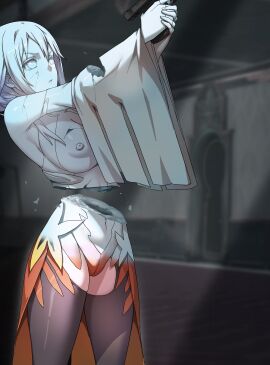 bisected breasts death defeat defeated defeated_heroine female female_death female_only frozen gore guilty_crown guro imminent_death large_breasts nipples petrification rbqinori yuzuriha_inori