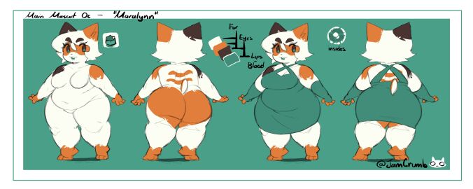1girls anthro ass big_ass breasts chubby chubby_female feline female green_eyes green_lipstick jamcrumb maralynn_(jamcrumb) model_sheet oc oc_sheet reference reference_image reference_sheet solo thick_thighs