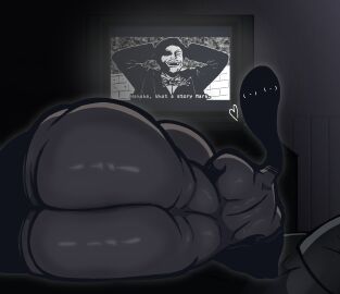 1girls <3 alternate_(mandela_catalogue) ass bed bedroom big_ass big_breasts breasts bubble_ass bubble_butt cesar_torres fat_ass female female_only heart huge_ass huge_breasts indoors inviting_to_sex large_ass looking_at_viewer looking_back lying lying_on_side mandela_catalogue monster monster_girl n_(mandela_catalogue) nanodude78 nude nude_female pillow png solo television the_room thick_ass thick_thighs thighhighs thunder_thighs wide_hips