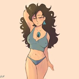 big_breasts big_thighs big_titties boohvelka breasts brown_hair clothing curvaceous curvaceous_female curvaceous_figure curvy curvy_figure curvy_hips female female_focus female_only gemsona long_hair nipples nipples_covered nipples_visible_through_clothing original original_character underwear