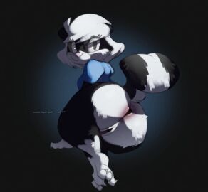 2024 3_toes :3 anthro anus ass big_ass big_butt black_background black_body black_fur blue_clothing blue_shirt blue_topwear bottomless claws clothed clothing dated dreamywolfdd eye_through_hair eyelashes feet female fur genitals grey_eyes hair humanoid_genitalia humanoid_pussy leg_markings light lighting mammal markings mephitid pink_nose presenting presenting_hindquarters pussy round_ears sabrina_(sabrina_online) sabrina_online shirt signature simple_background skunk socks_(marking) soles solo striped_markings striped_tail stripes tail tail_markings toe_claws toes topwear translucent translucent_hair white_body white_fur white_hair