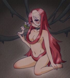 1girls 1monster bags_under_eyes belaf breasts collar completely_nude convenient_censoring covered_nipples female female_focus full_body hair_between_eyes hair_censor hair_covering_breasts half-closed_eyes iensabyss long_hair made_in_abyss messy_hair nude prisoner red_eyes red_hair sitting small_breasts smile solo_focus spiked_collar two-tone_hair very_long_hair vueko wariza white_streak