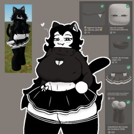 1girls big_breasts black_hair breasts cat_girl catgirl cleavage_cutout clothed clothing dibuinsano_(artist) female female_only heart_cutout katdy_(dibuinsano) long_hair midriff reference_image roblox roblox_avatar robloxian simple_background skirt tagme thick_thighs thighhighs thighs white_skin