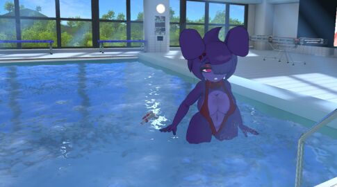 bonfie bonfie_(cryptia) fnia in_pool in_water micro_bikini monokini standing_in_water vrchat vrchat_avatar