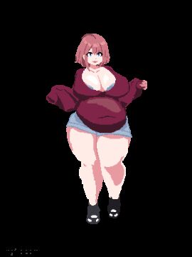 animated ass_expansion belly_expansion breast_expansion hazel_(indulgences) indulgences pixel_art tight_clothing