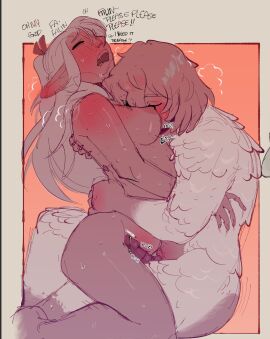 1futa 1girls begging between_breasts big_breasts blonde_hair body_fur breasts completely_nude dungeon_meshi duo elf erection face_between_breasts falin_touden falin_touden_(chimera) feathers female futa_on_female futa_with_female futanari grinding head_back head_between_breasts highres hug human humanoid intersex light-skinned_female light_skin long_hair maltapuppy marcille_donato multiple_females multiple_girls nipples nude penis pointy_ears precum short_hair sitting spoilers sweat thighs very_sweaty