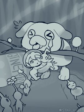 >< blue_pikmin canine_genitalia canine_penis cum_belly cumflation cute grabbing greyscale helping impact_lines inflation lisa_(pikmin_4) male mob_face nintendo oatchi penetration penis pikmin pikmin_4 purple_pikmin red_pikmin sex star_rifle stomach_bulge wagging_tail winged_pikmin yellow_pikmin