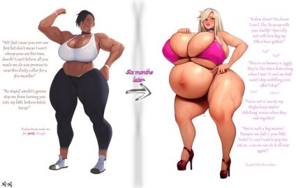 apparent-apparatus ass big_ass big_breasts big_lips bimbo bimbo_body bimbo_lips bimbofication breasts dark_skin female high_heels instant_loss_2koma muscular muscular_female platform_heels pregnant pregnant_female skimpy_clothes sports_bra tan_body tan_skin tomboy tomboy_feminized voluptuous voluptuous_female
