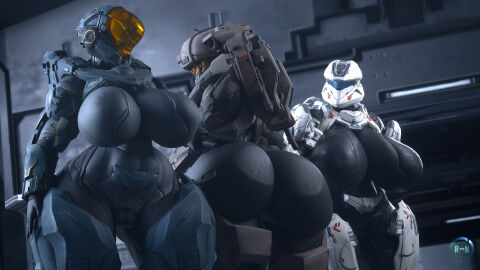 3d 3d_(artwork) 3girls absurd_res armor armored_female ass big_ass big_breasts big_butt blender blender_(software) breasts clothed clothing female female_spartan_(halo) halo_(game) halo_(series) hi_res highres kelly-087 linda-058 microsoft power_armor runn1non sarah_palmer spartan_(halo) xbox_game_studios