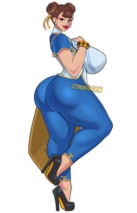 1girls 2024 ass big_ass big_breasts breasts brown_eyes brown_hair capcom chun-li female female_only hair_buns heels hi_res huge_breasts jakuson_z looking_at_viewer red_lipstick smiling smiling_at_viewer solo street_fighter street_fighter_6 thick_ass thick_thighs twin_buns white_background