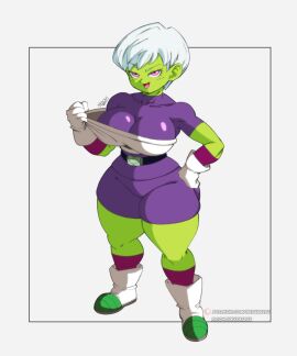 ass battle_armor battle_armor_(dragon_ball) cheelai curvy curvy_body curvy_female curvy_figure dragon_ball dragon_ball_super female frieza_army_armor frieza_battle_armor green_body green_skin large_ass nexxxa short_hair tagme thick_thighs tight_clothing tight_suit tiny_female tiny_girl white_hair wide_hips