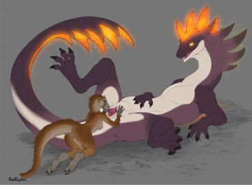 anthro anthro_on_feral anus ass breasts claws digitigrade dinosaur dragon duo feathered_dinosaur feathered_scalie feathers female female/female female_on_feral feral finger_claws genitals grey_background hi_res kneeling larger_feral long_neck long_tail looking_at_another looking_at_genitalia looking_at_vulva lying mythological_creature mythological_scalie mythology nerys non-mammal_breasts on_back prehistoric_species redraptor16 reptile saurischian scalie simple_background size_difference smaller_anthro snout spread_legs spread_vulva spreading tail theropod toe_claws tyrannosauroid vulva wingless_dragon yutyrannus zoophilia