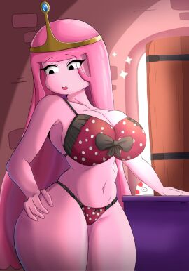 adventure_time ass big_ass big_breasts big_butt big_titties breasts cartoon_network clothing curvaceous curvaceous_female curvaceous_figure curvy curvy_figure curvy_hips female female_focus female_only hatzuhatzu looking_at_viewer pink_body pink_hair princess_bubblegum solo underwear
