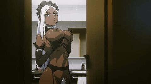 1girls 2025 20s 2d 2d_animation animated animated_gif areolae breast_massage breasts dark-skinned_female dark_skin emotionless emotionless_female female female_only flou garter_belt gif hairy_pussy indifference indifferent large_breasts looking_at_viewer maid massaging_breasts nipples no_moaning oiled oiled-up oiled_body oiled_breasts oiled_skin oiled_up original playing_with_breasts playing_with_own_breasts pubic_hair pussy solo stella_(flou) tagme unamused unbothered uncaring unenthusiastic white_hair white_pubic_hair