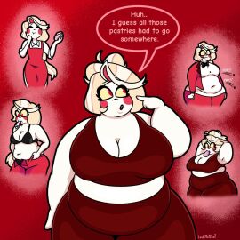1girls bbw charlie_morningstar_(hazbin_hotel) chubby chubby_female cute exposed_fat_belly fat fat_female female female_focus female_only hazbin_hotel obese_female overweight_female smuush solo solo_female solo_focus source_request tagme thinking weight_gain weight_gain_female year_request