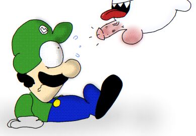 2boys boo_(mario) dick ghost luigi male mario_(series) non-human penis toony