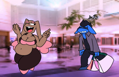 big_breasts breasts chubby cleavage female furry huge_breasts lopunny lucario pokemon pokemon_(species) tagme teaset_haliley thick_thighs wide_hips